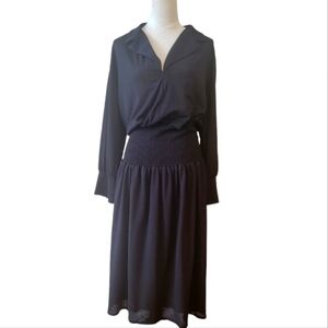 Zara Smocked Black Dress Size Large